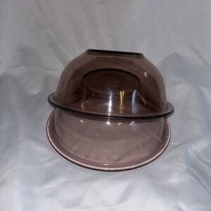 Pyrex Set If 2 Amethyst 1.5L Nesting Mixing‎ Bowl #323 Glass Vintage USA Made